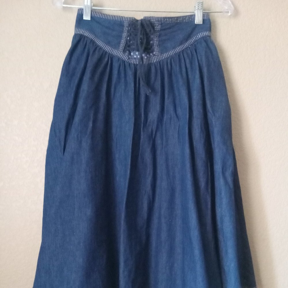 Vintage 70's Gunne Sax Gunnies Denim Skirt